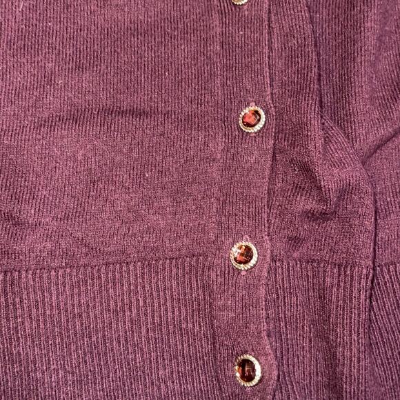 7th Avenue Burgundy Cardigan Sweater Size Medium Garnett Buttons Fall Holiday - Picture 4 of 4